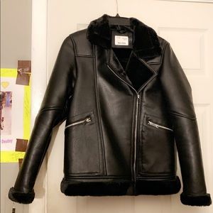 Zara Girls Leather faux fur jacket